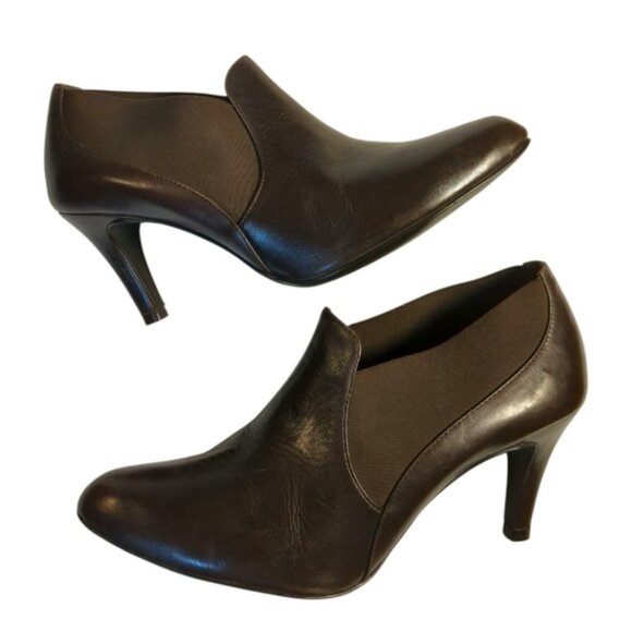 GIANNI BINI Chocolate Brown Leather Heels / Booties Size 8M - Picture 2 of 4